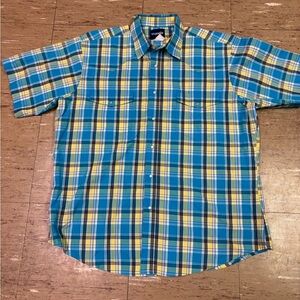 Wrangler Pearl Snap Blue and Yellow Plaid Shirt XL *Flaw